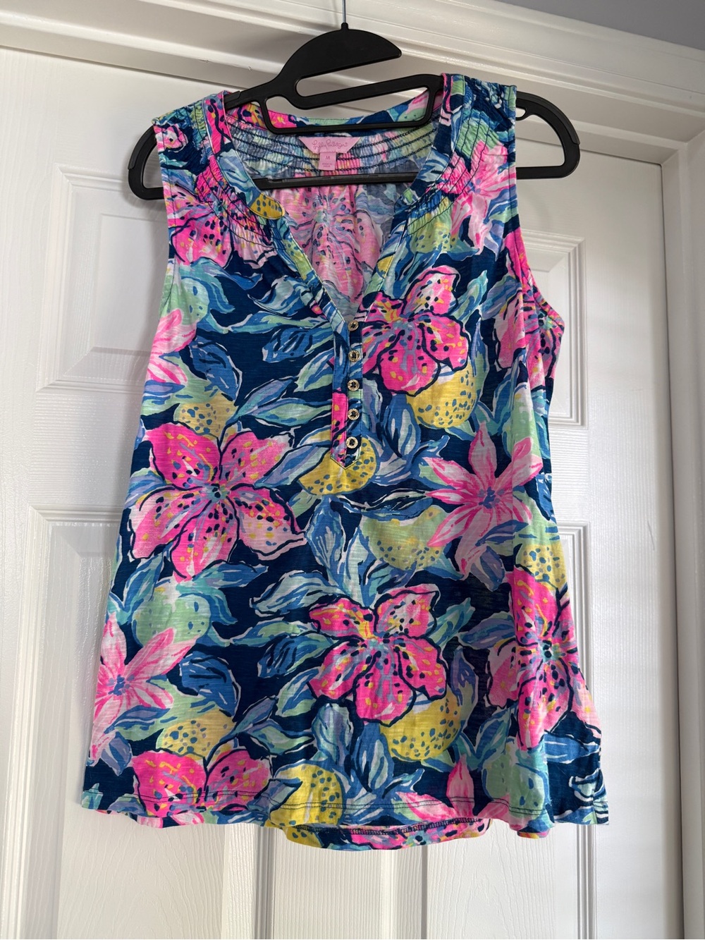 Lilly Pulitzer Essie Tank Top in Capri Soleil 100% Cotton SZ M